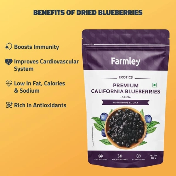 Farmley Premium California Blueberries Dried - 200g, NA, NA