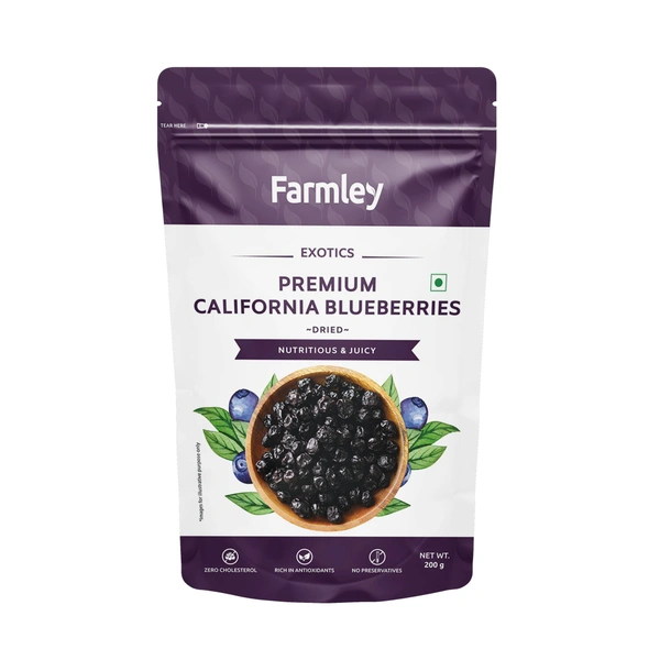 Farmley Premium California Blueberries Dried - 200g, NA, NA