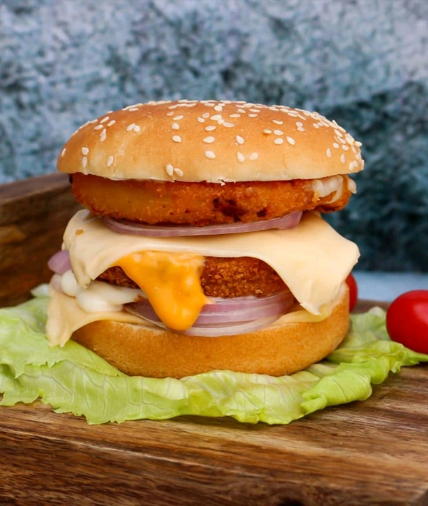 Aloo Tikki Burger With Cheese Slice  - Obra