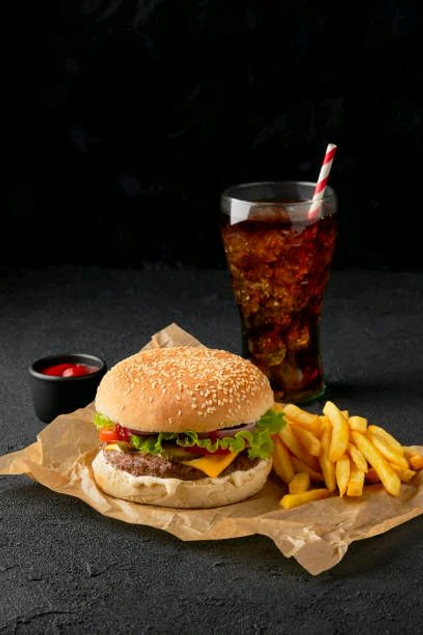 Cheese Burger With Cold Drink - Obra