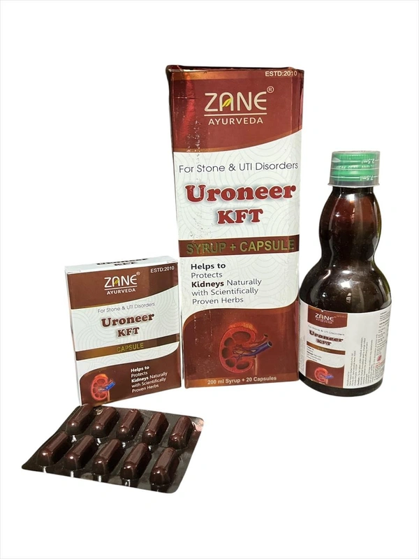 Uroneer KFT Syrup & Capsule – Ayurvedic Kidney Support & Urinary Health Formula | Aloe Vera, Amla, Giloy & Wheatgrass