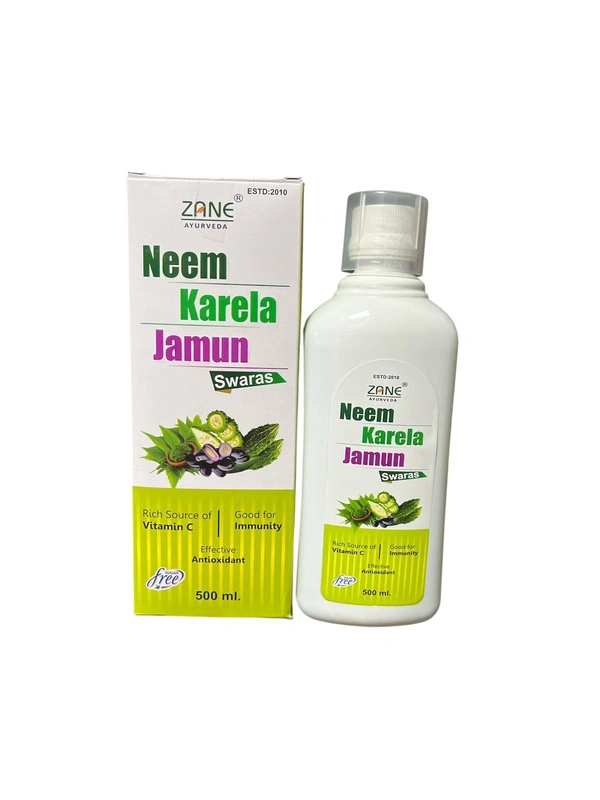 ZANE Ayurveda Neem Karela Jamun Swaras 500ml – Natural Blood Sugar Balance & Detox Juice