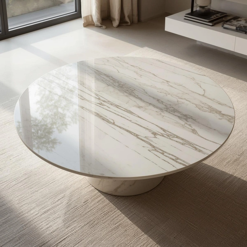 Premium marble center table protected with transparent film
