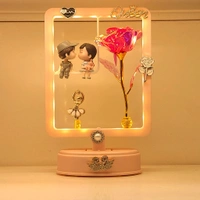 Melody Love Lighting&Music Cute Couple Frame With 🌹 Rose - 10inch, VIOLET