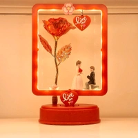 Melody Love Lighting&Music Cute Couple Frame With 🌹 Rose - RED