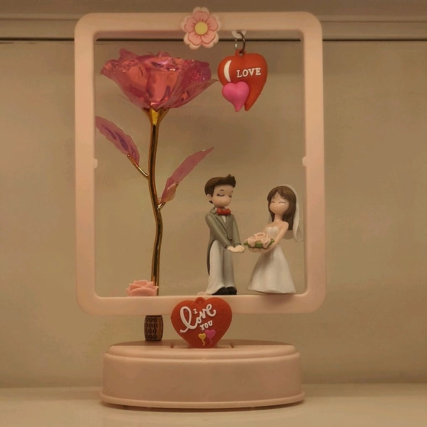 Melody Love Lighting&Music Cute Couple Frame With 🌹 Rose - VIOLET