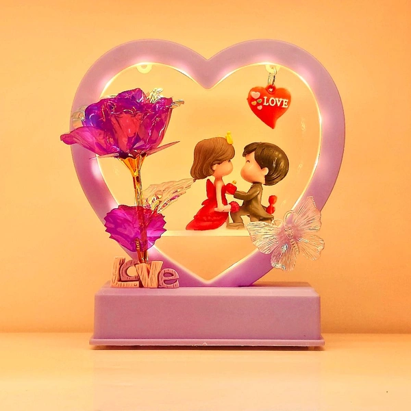 Melody Love Lighting&Music Cute Couple Frame With 🌹 Rose 001 - RED