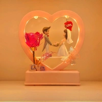 Melody Love Lighting&Music Cute Couple Frame With 🌹 Rose 001 - RED
