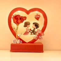 Melody Love Lighting&Music Cute Couple Frame With 🌹 Rose 001 - VIOLET