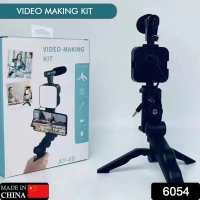 Vlogging Kit For Video Making With Mic Mini Tripod Stand, LED Light & Phone Holder Clip For Making Videos