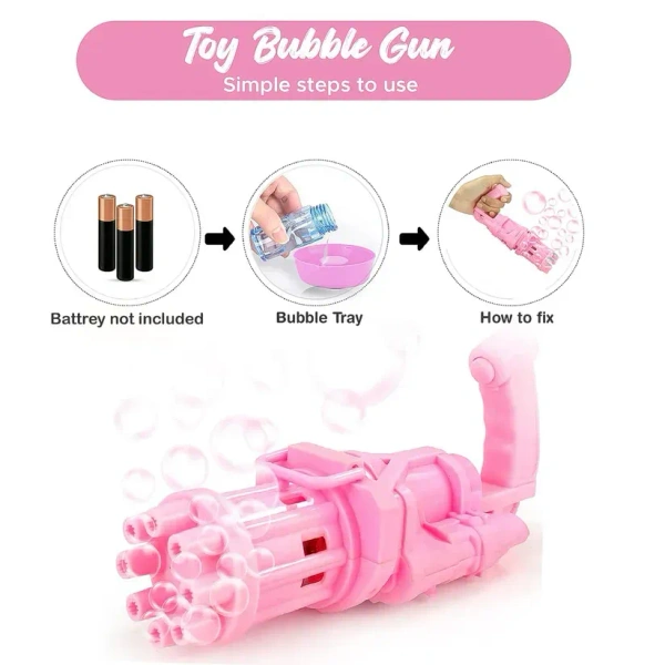 8-Hole Battery Operated Bubbles Gun Toys For Boys And Girls