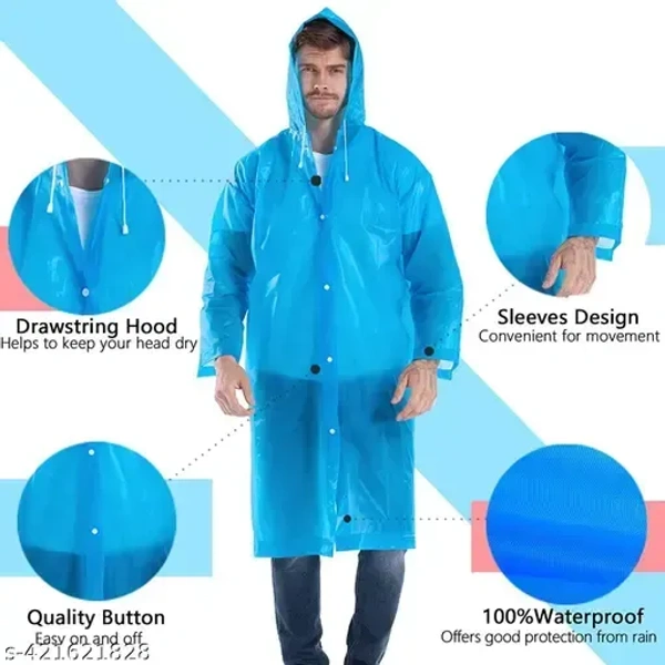 Pack of 2 Unisex Waterproof Raincoat with Hood Cap For Outdoor Travel Portable Suit