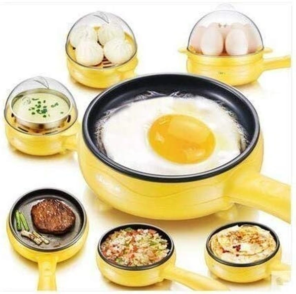 Multi Functional Electric 2 In 1 Egg Frying Pan With Egg Boiler Machine Measuring Cup With Handle