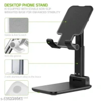 Mobile Phone Holder, Adjustable, Foldable, Anti-Skid, Wide Compatibility (Black) Tabletop