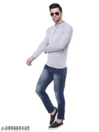 Men Fashion Solid Mandarin Collar Polyester T-Shirt | Men Full Sleeve Casual Regular Fit T Shirt | Stylish Trendy Solid Men Mandarin Collar Full Sleeves Combo T-Shirt for Men | Mandarin collar t-shirt - XL