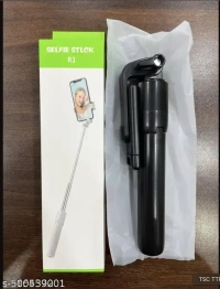 R1 Bluetooth Selfie Stick with Remote, 3-in-1 Multifunctional Selfie Stick, Tripod, Monopod Stand & Mobile Stand Compatible with All Mobile Phones Bluetooth Selfie Stick (Black, Remote Included)