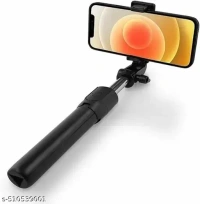 R1 Bluetooth Selfie Stick with Remote, 3-in-1 Multifunctional Selfie Stick, Tripod, Monopod Stand & Mobile Stand Compatible with All Mobile Phones Bluetooth Selfie Stick (Black, Remote Included)