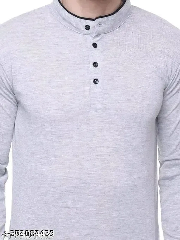 Men Fashion Solid Mandarin Collar Polyester T-Shirt | Men Full Sleeve Casual Regular Fit T Shirt | Stylish Trendy Solid Men Mandarin Collar Full Sleeves Combo T-Shirt for Men | Mandarin collar t-shirt - XL