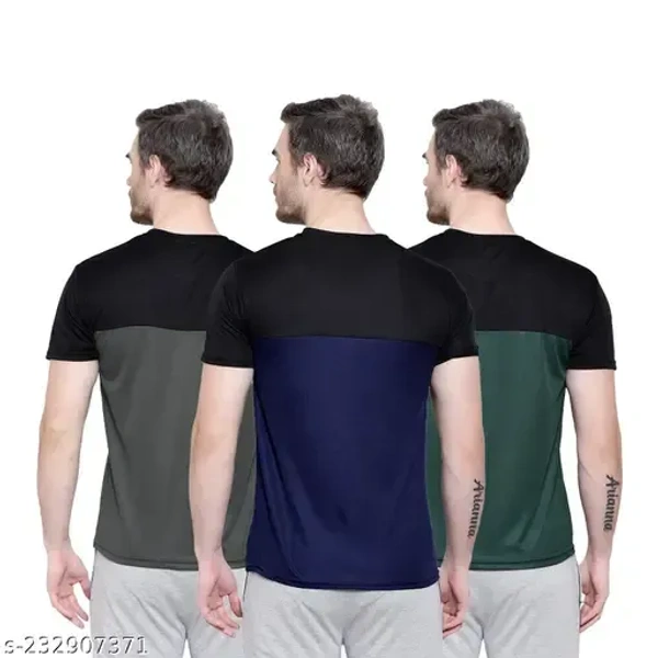 Comfy Glamorous Men Tshirts Combo of 3 (Bottle Green, Dark Grey, Navy Blue) - M