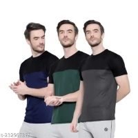 Comfy Glamorous Men Tshirts Combo of 3 (Bottle Green, Dark Grey, Navy Blue) - M