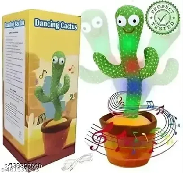 Rechargeable Dancing Cactus Talking Baby Toys for Kids Speaking Singing Repeat What You Say Children Educational Musical Interactive Electronic Plush Soft Toys