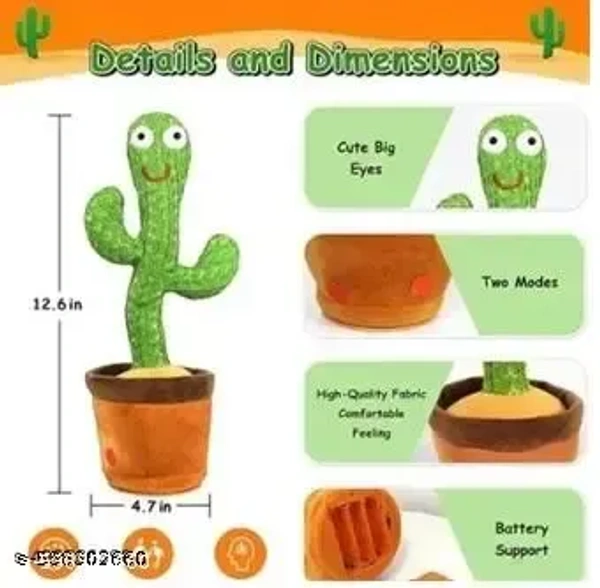 Rechargeable Dancing Cactus Talking Baby Toys for Kids Speaking Singing Repeat What You Say Children Educational Musical Interactive Electronic Plush Soft Toys