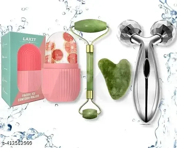 Ice Roller with Gua Sha Jade Stone Facial Beauty Roller | 3D Massager Roller Set Facial Combo For Skin | Ice Roller Soothing Your Face2