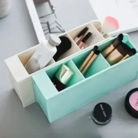 4 Grid Desktop Pen Cum Cosmetic Holder, Pen Holder, 4 Compartment Office Desk Organizer, Stationary & Makeup Brush Organizer