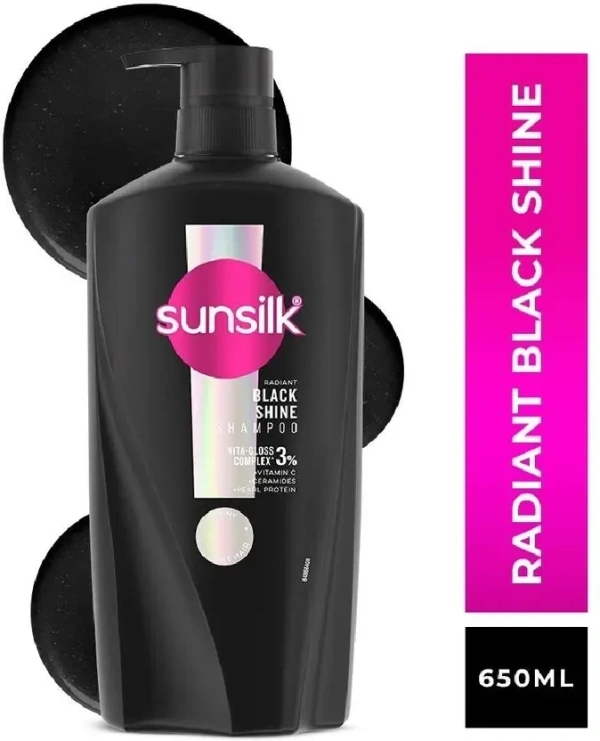 SUNSILK Radiant Black Shine Shampoo  (650 ml) - 650ml, Sunsilk