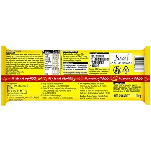 Maggi 2-Minute Instant Masala Noodles, 280 g  - 280g, Maggi