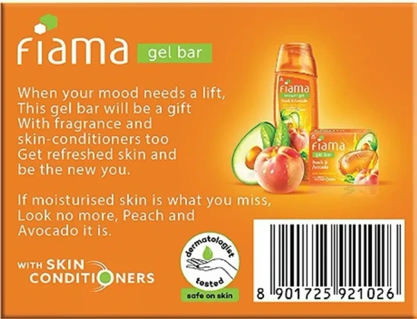 FIAMA Peach & Avocado Moisturised Skin Gel Bar 125g - 125g, Fiama