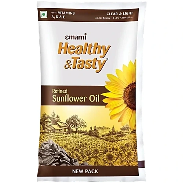 EMAMI Healthy & Tasty Ultra Lite Refined Sunflower Oil Pouch (Surajmukhi Tel)  (825 g) - 825g, Emami