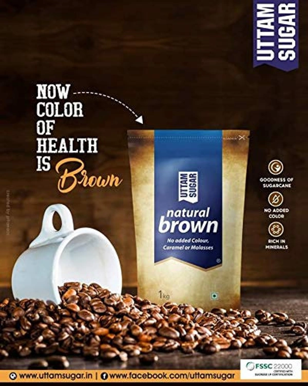 Uttam Sugar Natural Brown 1Kg - 1Kg, Uttam