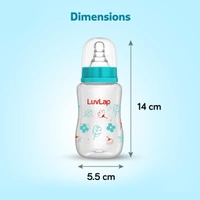 LuvLap Baby Essential Slim Neck Plastic Feeding Bottle, 125M - LuvLap