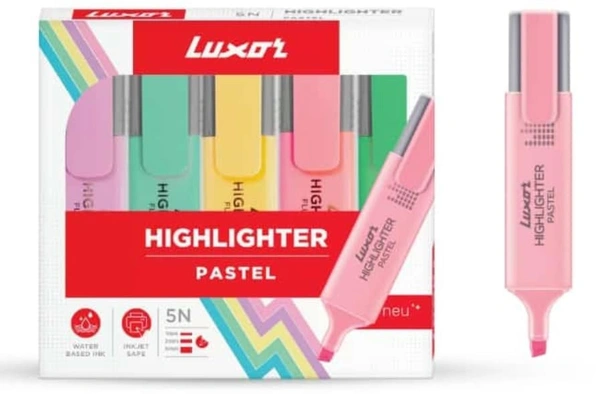 Luxor Pastel Highlighter Assorted (Pack of 5) - Luxor