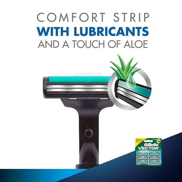 Gillette Vector Plus Manual Shaving Razor - ‎ 8.5 x 2.7 x 19.5 cm, 30g, Gillette