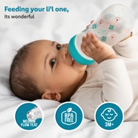 LuvLap Baby Essential Slim Neck Plastic Feeding Bottle, 125M - LuvLap