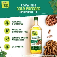 Tata Simply Better Pure & Unrefined Cold Pressed Groundnut (Peanut) Oil,Naturally Cholesterol Free,1L,Groundnut - 910g, tata
