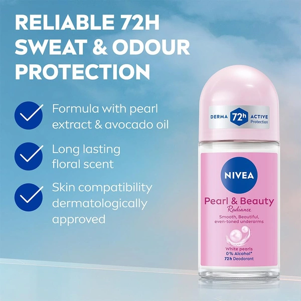 Nivea Women Deodorant Roll On Pearl 50ml - 50ml, Nivea