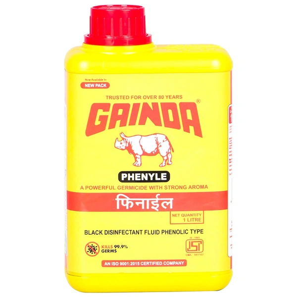 Gainda Black Disinfectant Phenyl – Powerful Floor & Surface Cleaner for Homes, Offices & Hospitals - 1Ltr, Gainda