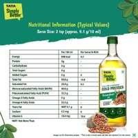 Tata Simply Better Pure & Unrefined Cold Pressed Groundnut (Peanut) Oil,Naturally Cholesterol Free,1L,Groundnut - 910g, tata