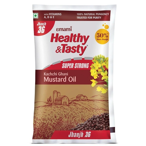 Emami Healthy & Tasty Super Strong Kachchi Ghani Mustard Oil, 900 g - 900g, Emami