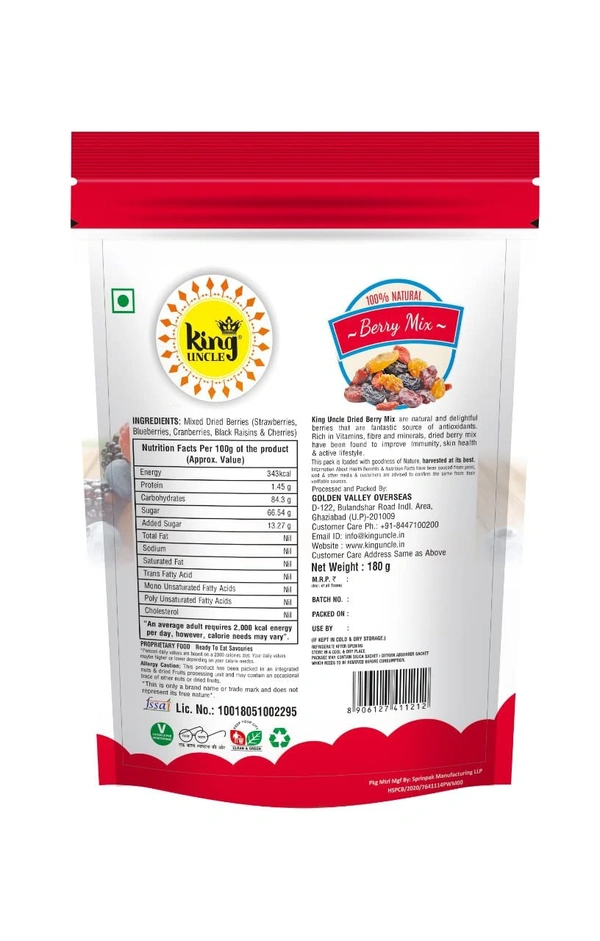 King Uncle Dried Berry Mix 180g - 180g, King Uncle