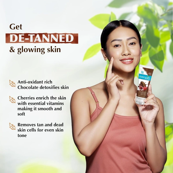 Everyuth Naturals Pure & Light Tan Removal Choco Cherry Scrub, 100G - 100g, Everyuth