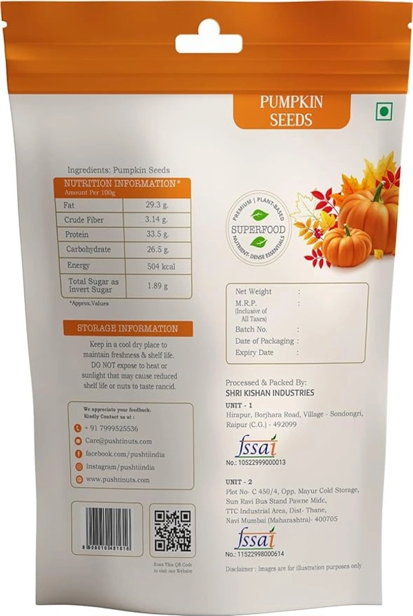 Pushti Pumpkin Seeds 250 g - 250g, Pushti