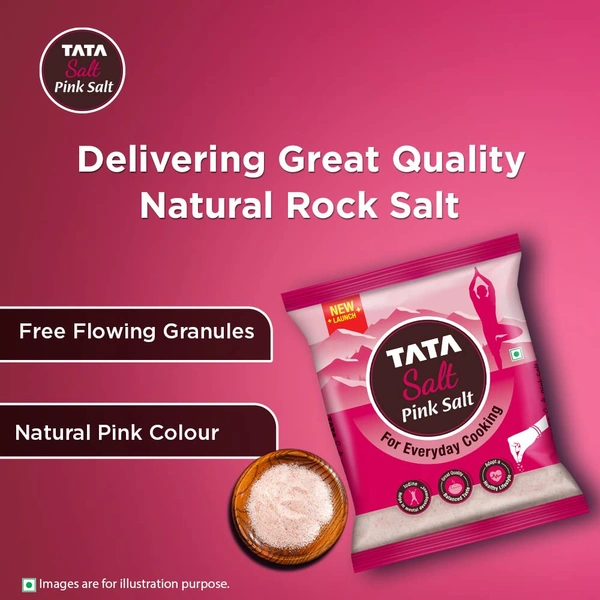 Tata Salt Pink Salt, 1kg, Rock Salt for Everyday Cooking, Sendha Salt - 1Kg, Tata