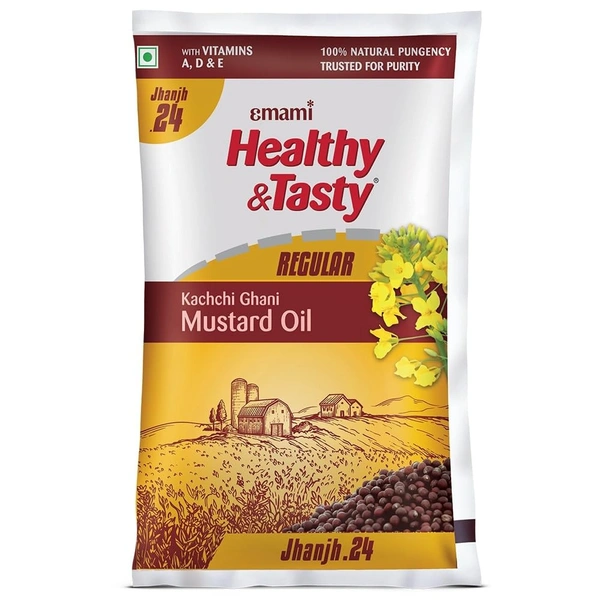 Emami Healthy & Tasty Regular Kachchi Ghani Mustard Oil 825g - 825g, Emami