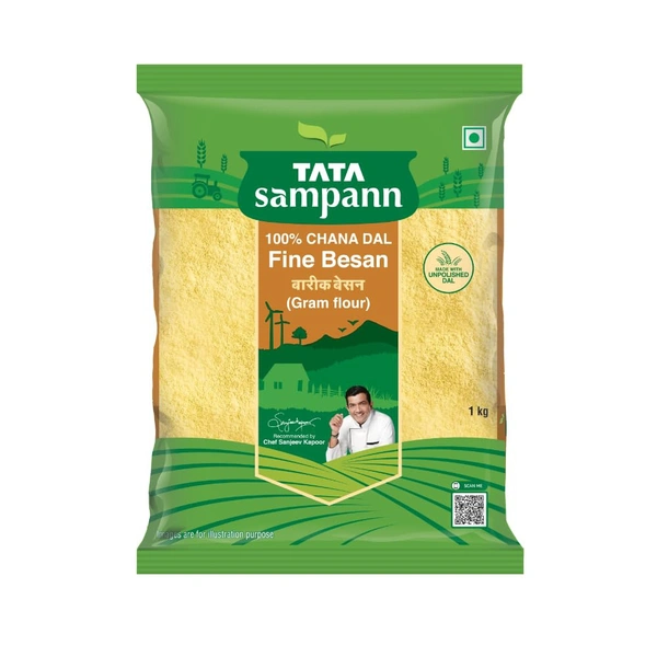 Tata Sampann 100% Chana Dal Fine Besan 1Kg - 1Kg, Tata