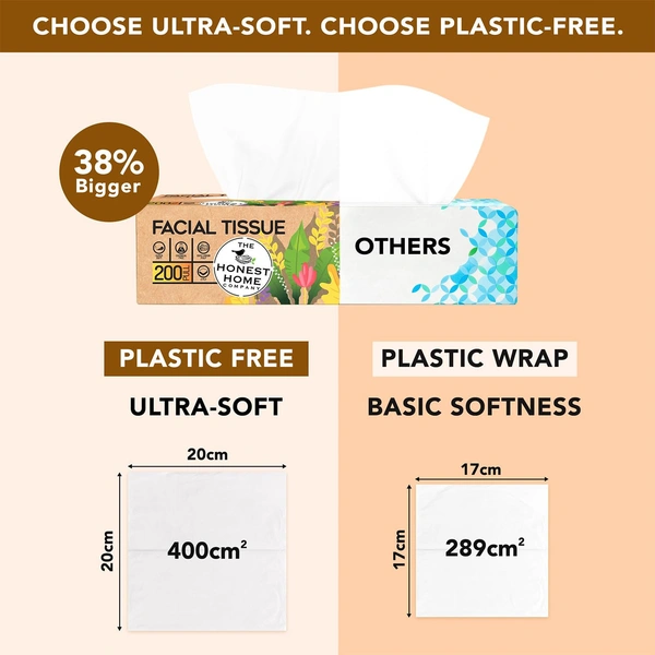 The Honest Home Company 2 Ply Facial Tissues Box 100 Pulls Pack Of 1 - 20cmx20cm, Facial Tissue