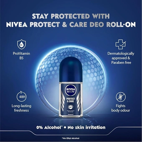 NIVEA Men Fresh Woody Protect And Care Roll On, 50Ml - 50ml, Nivea
